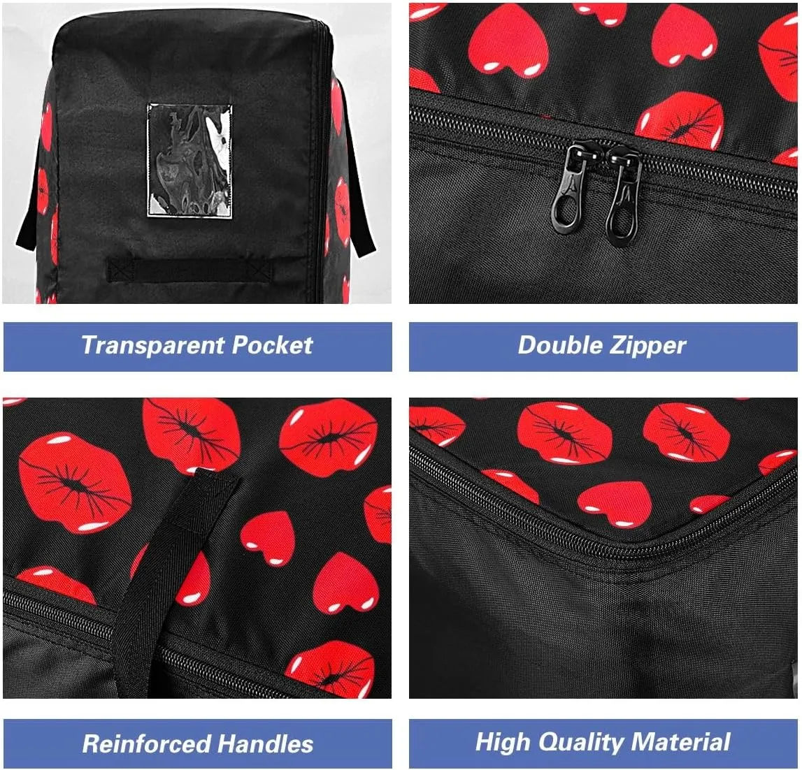 Kiss Heart Storage Bags, 27.5x19.7x11 In, Garment Storage Organizer Travel Cargo Duffel Bags Storage Organizer for Clothes, Bedding, Comforter
