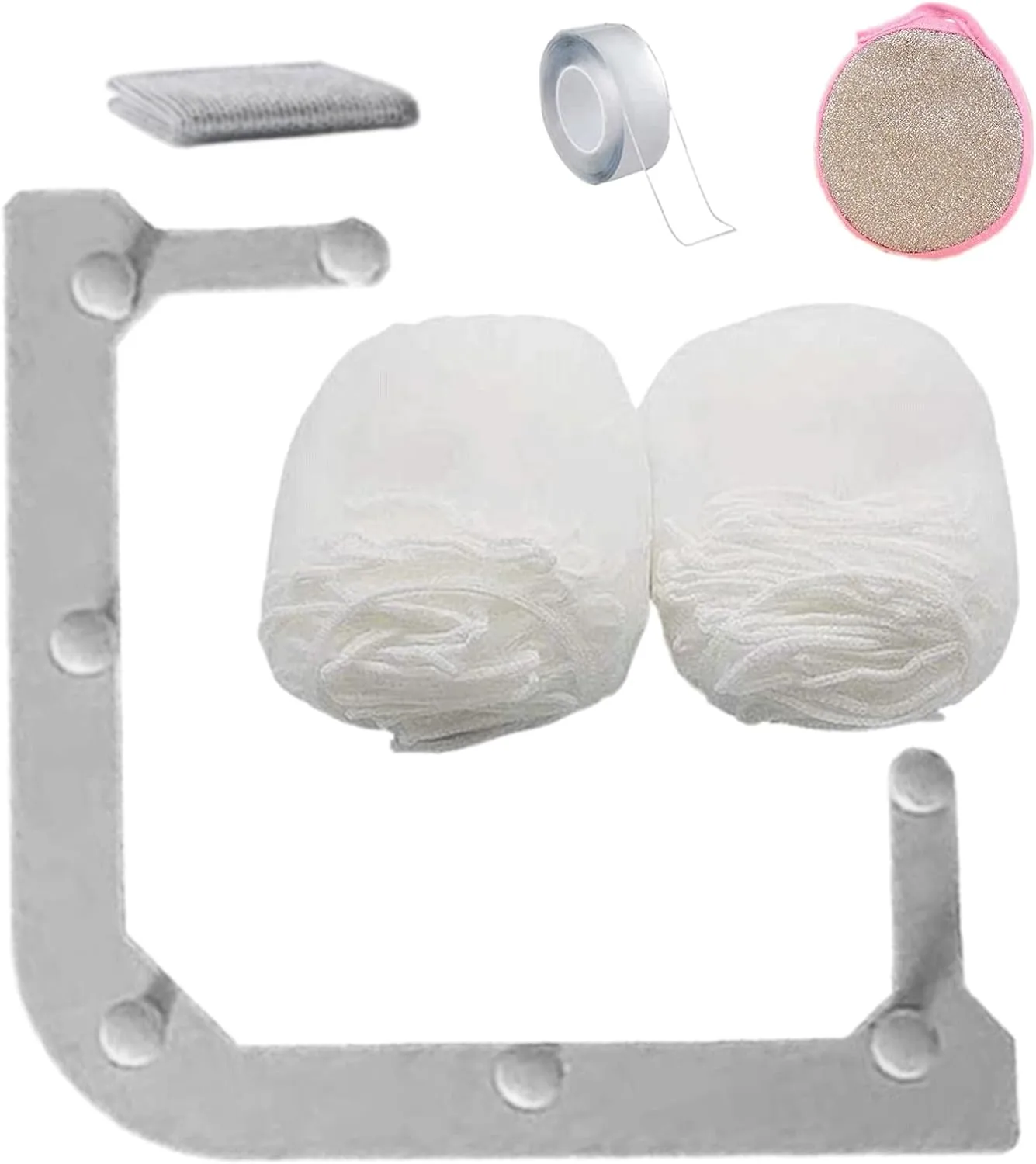 Kitchen Sink Triangle Tri-Holder Filter Kitchen Sink Strainer with a Gray Rack and 100PCS Large Filtering Mesh Bags for Kitchen Leftover and Tools for Dish Cleaning
