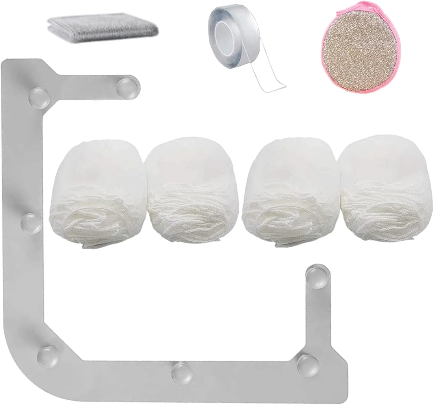 Kitchen Sink Triangle Tri-Holder Filter Kitchen Sink Strainer with a Gray Rack and 200PCS Large Filtering Mesh Bags for Kitchen Leftover and Tools for Dish Cleaning