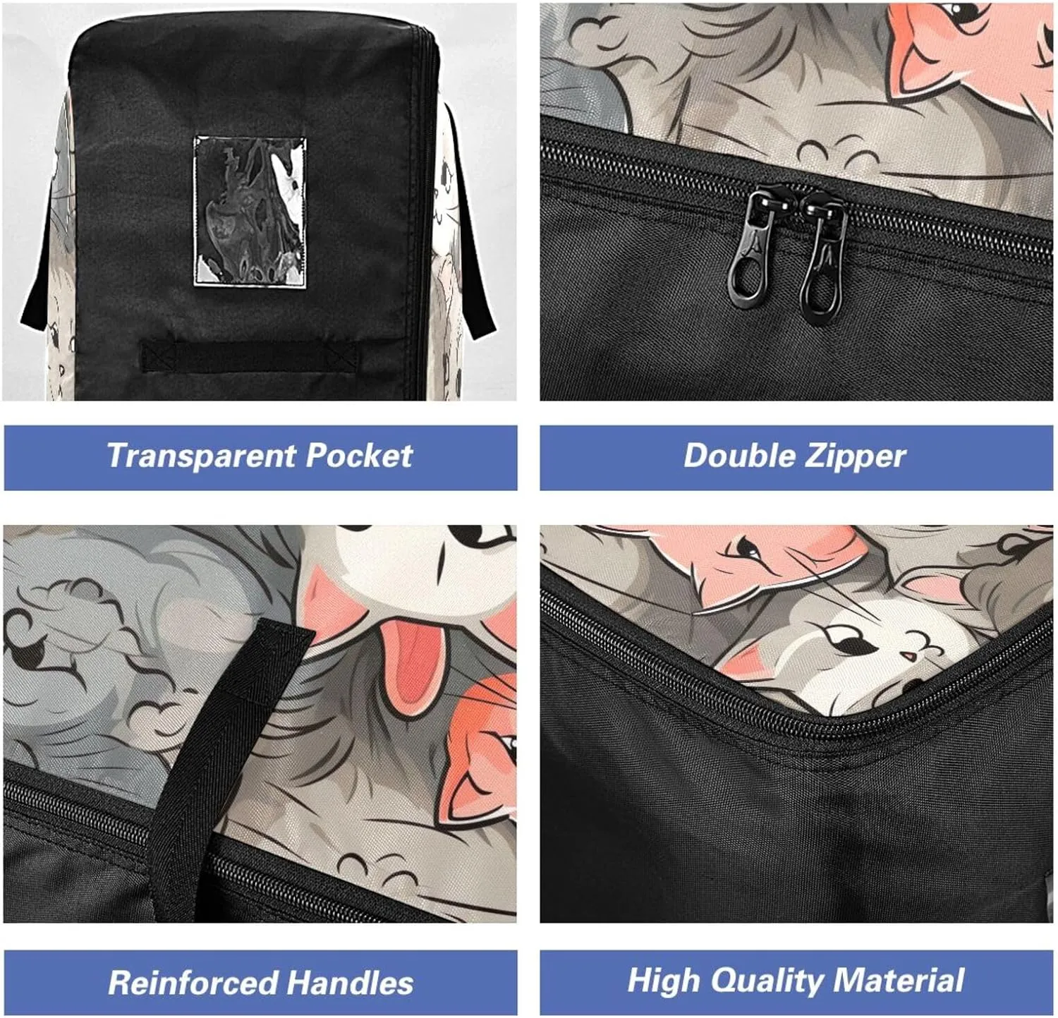 Kittens in Love Storage Bag, 27.5x19.7x11 in, Collapsible Moving Bags Storage Organizer for Clothes, Bedding, Comforter