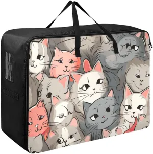 Kittens in Love Storage Bag, 27.5x19.7x11 in, Collapsible Moving Bags Storage Organizer for Clothes, Bedding, Comforter