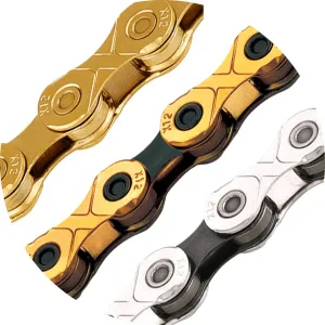 KMC X12 Chain 12-Speed | Mountain Bike/Road/Gravel |Shimano, SRAM, Campagnolo Compatible | 126 Links, Missing Link Included | TI Gold/Black