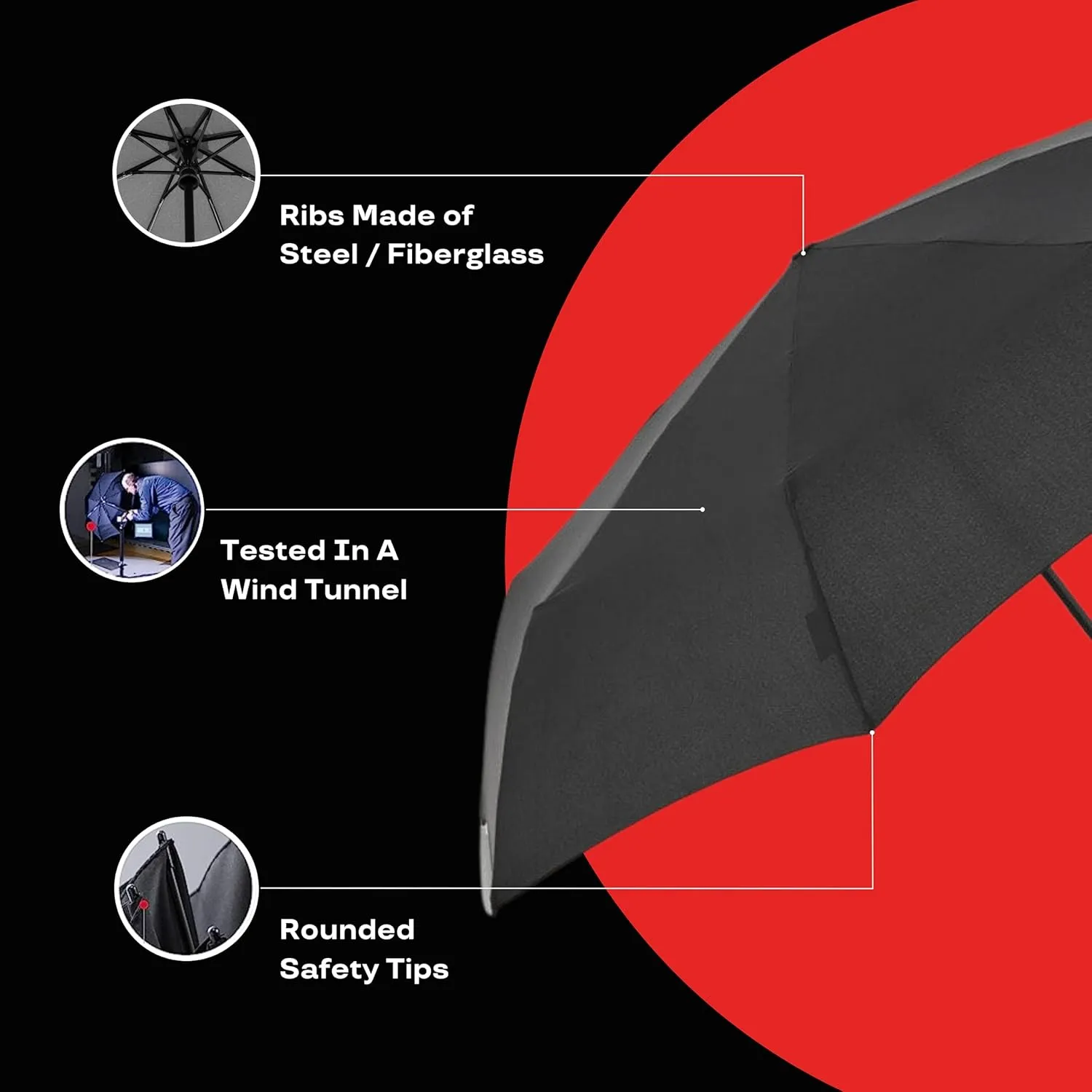 Knirps T.200 Medium Duomatic Automatic Open Close Rain Umbrella for Adults - Portable Weather Protection - Compact, Fits in Backpack or Purse, Retractable with Carrying Case, Black, 97cm Diameter