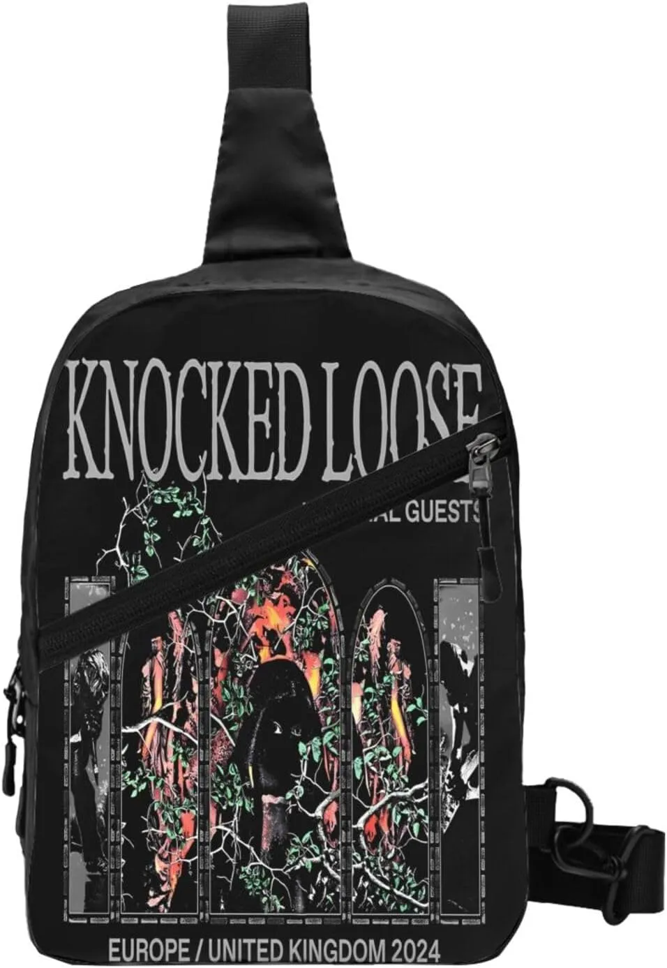 Knocked Music Loose Foldable Crossbody Sling Bags Shoulder Chest Backpack Lightweight Handbag for Cycling Hiking