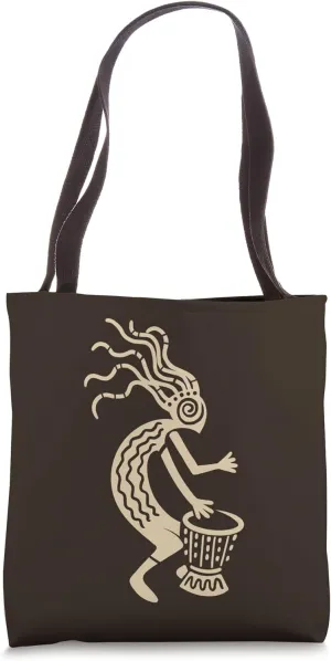 Kokopelli with Drum God Symbol of Joy and Fertility Tote Bag