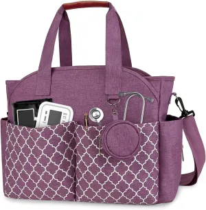 Korolev Nurse Tote Bag with Multiple Pockets for Working Women, Purple
