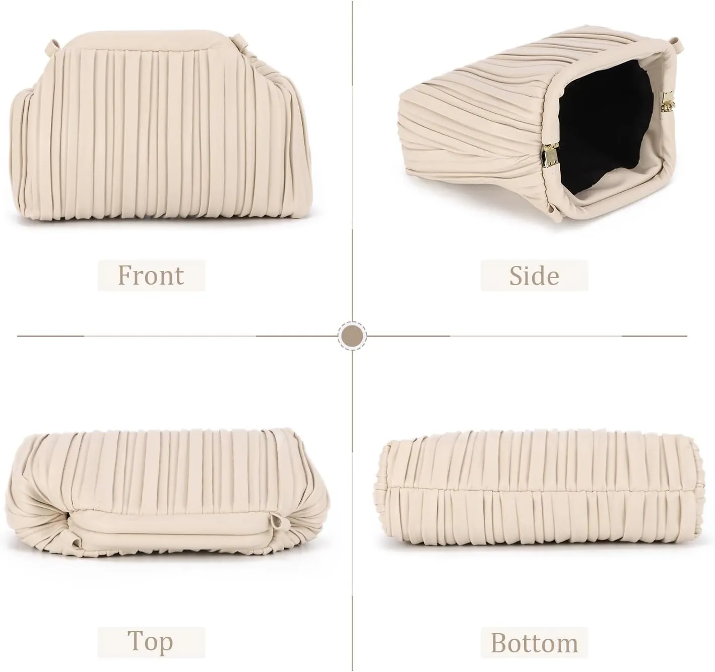 KUANG! Pu Leather Clutch Purse for Women Cloud Bag Formal Pleated Evening Clutch for Party