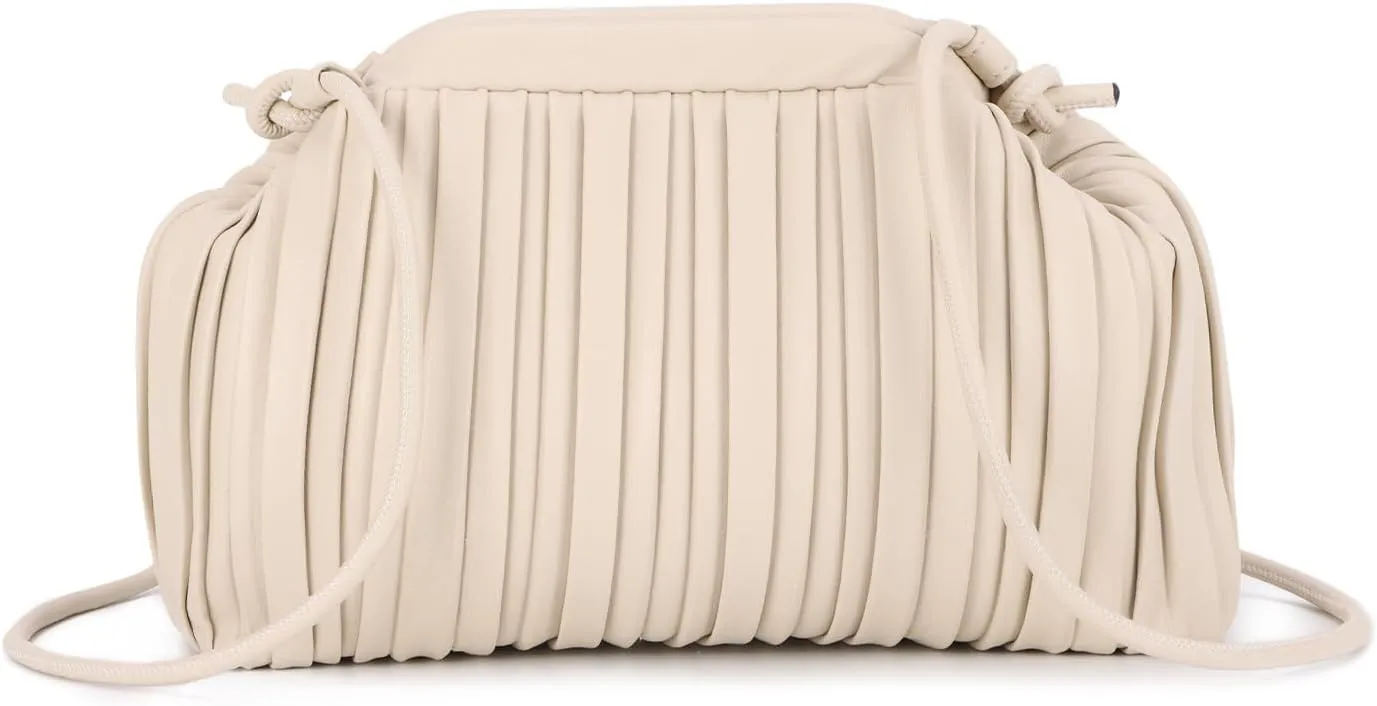 KUANG! Pu Leather Clutch Purse for Women Cloud Bag Formal Pleated Evening Clutch for Party