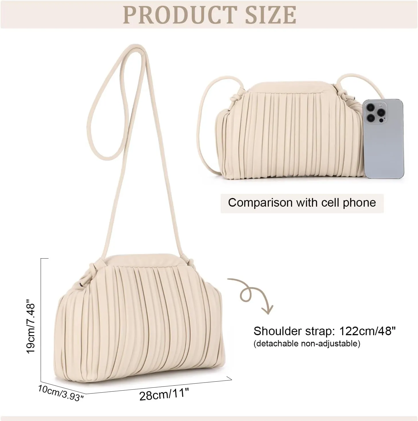 KUANG! Pu Leather Clutch Purse for Women Cloud Bag Formal Pleated Evening Clutch for Party