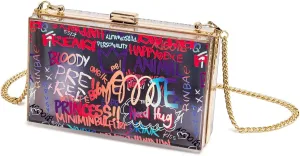 Ladies Clutch Purses Graffiti Evening Bag for Women Acrylic Clutch Trendy Clear for Wedding Cocktail Party Prom
