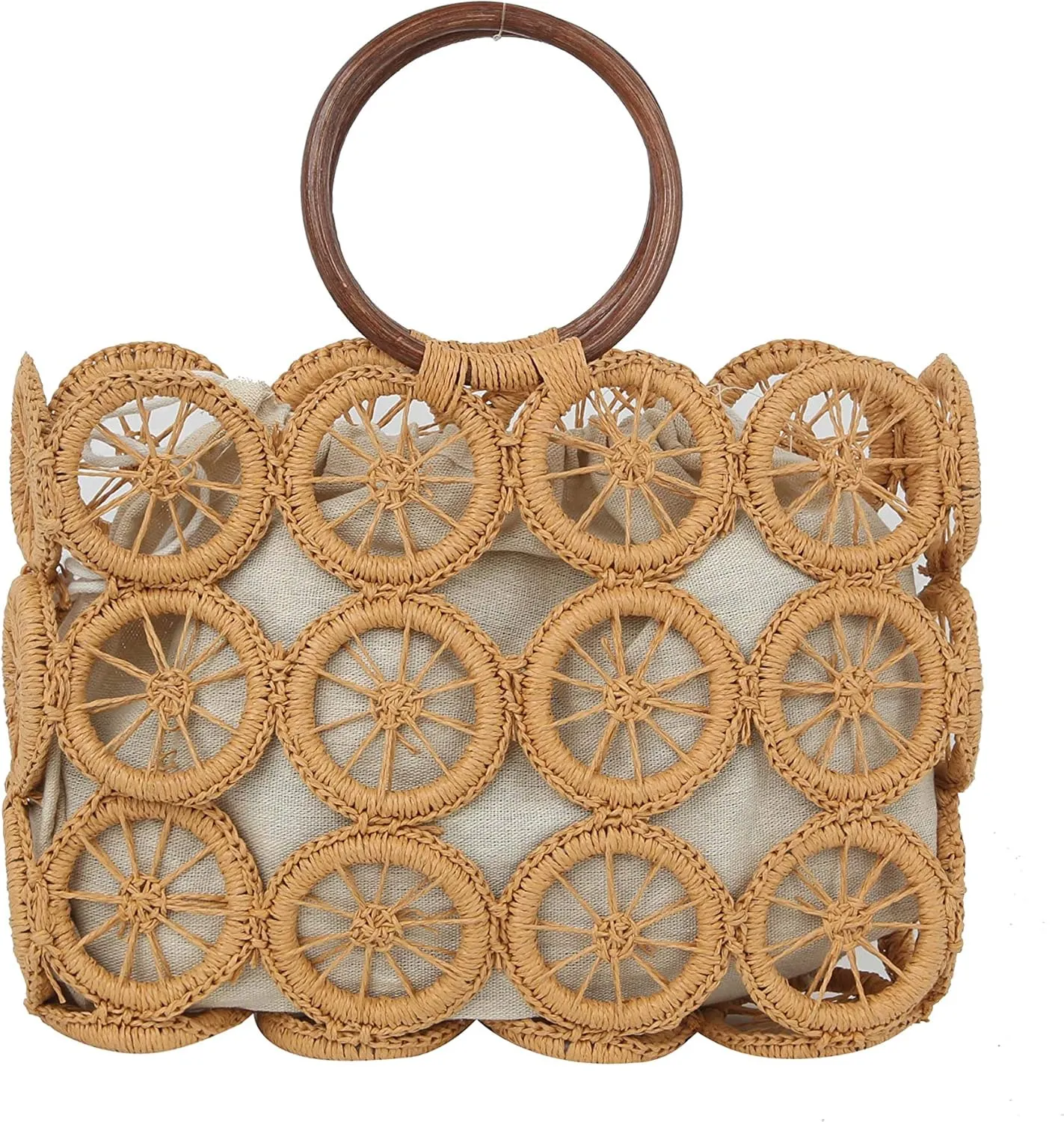 Ladies mesh woven handbag; new beach handbag; inner liner can be taken out