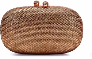 Ladies Oval Crystal Evening Bag Diamond Clutch Purse Egg Shaped Rhinestone Handbag with Chain for Wedding Party