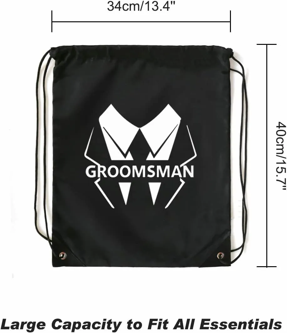 LADY&HOME 7 Pack Groomsman Proposal bags, Groom Crew Bag Set, Groomsmen Drawstring Bag for Bachelor Party(Suit Bold)