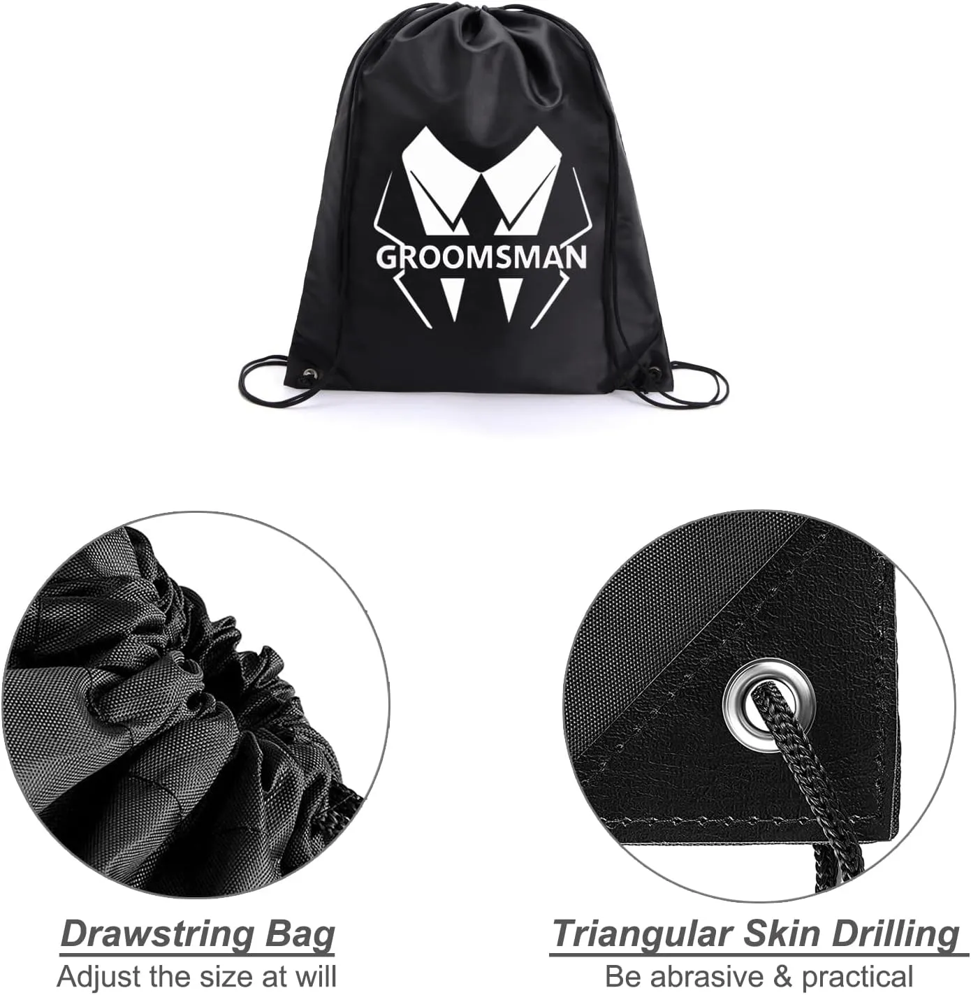 LADY&HOME 7 Pack Groomsman Proposal bags, Groom Crew Bag Set, Groomsmen Drawstring Bag for Bachelor Party(Suit Bold)