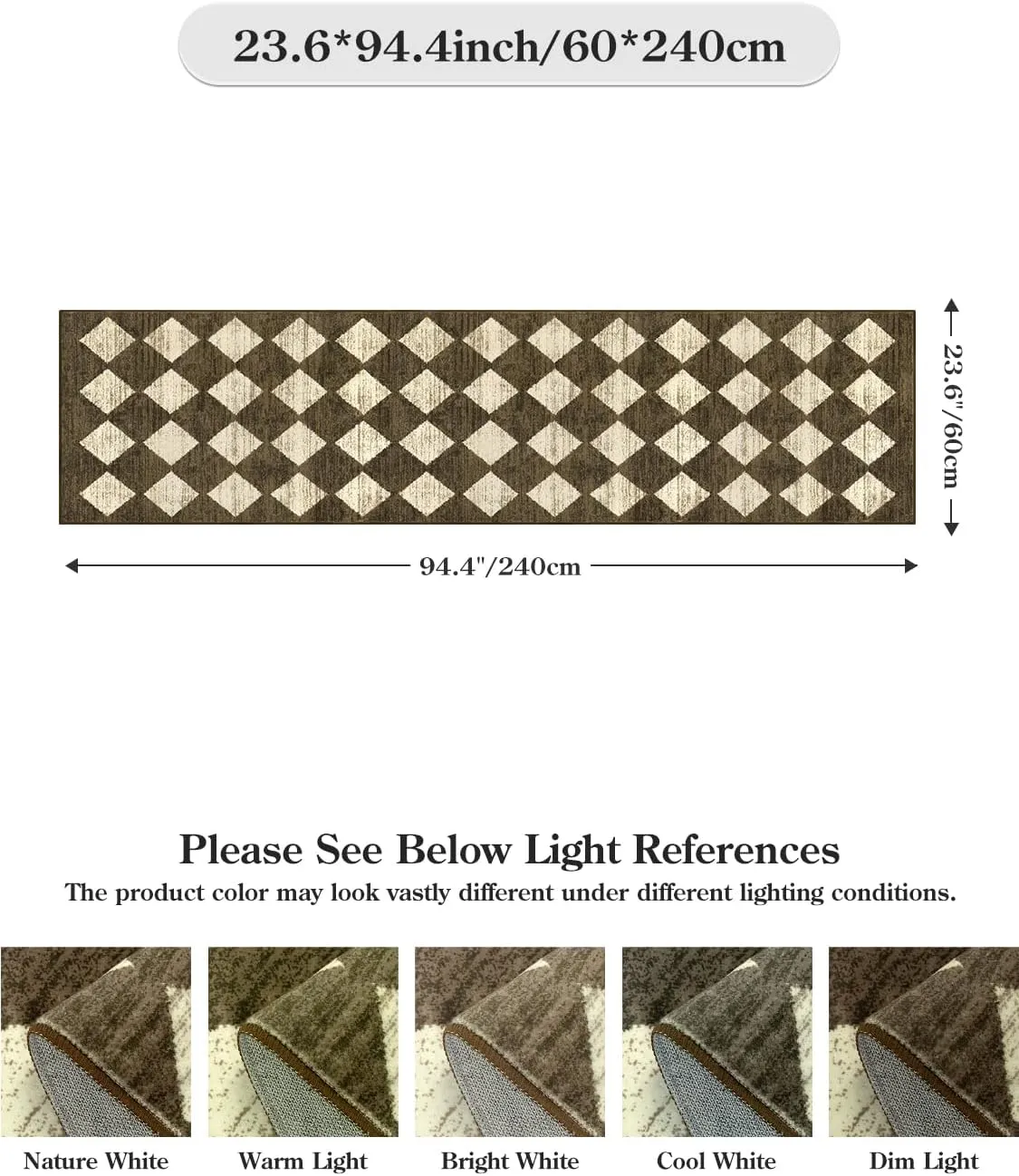 Lahome Runners for Hallways with Rubber Backing, Kitchen Runner Rugs Non Skid Washable Bathroom Rugs Runner, Moroccan Trellis Non Slip Bedroom Carpet Runner for Entryway Powder Room, 2x8 Brown