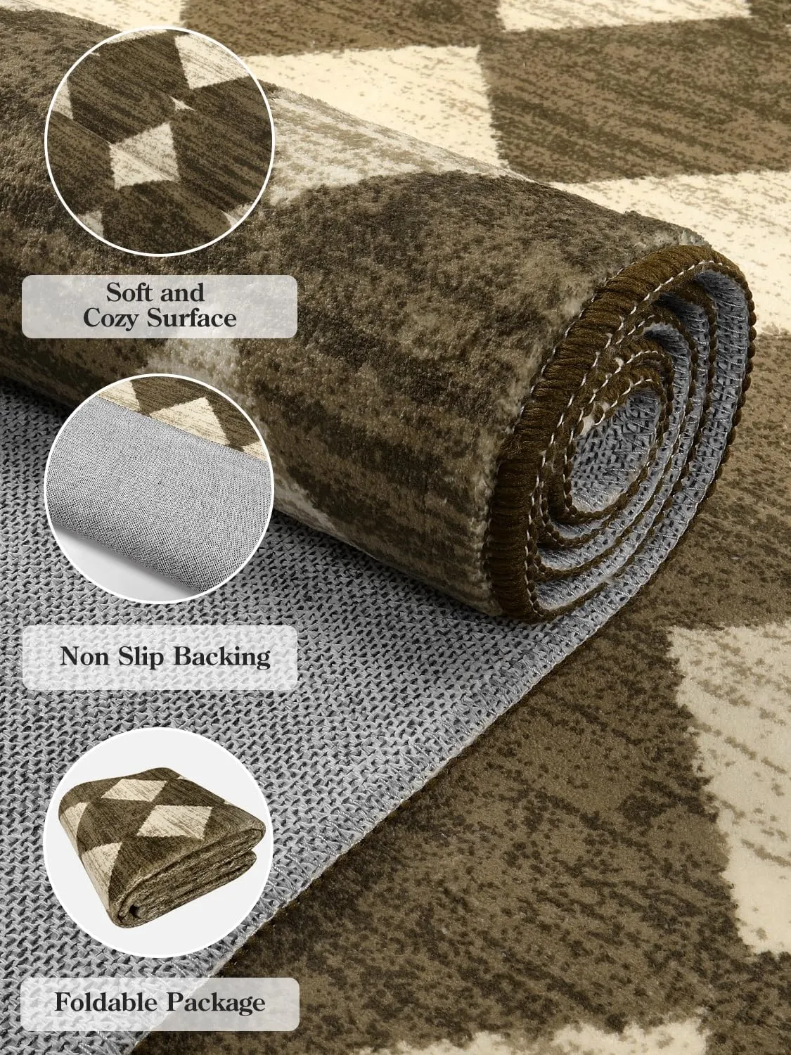 Lahome Runners for Hallways with Rubber Backing, Kitchen Runner Rugs Non Skid Washable Bathroom Rugs Runner, Moroccan Trellis Non Slip Bedroom Carpet Runner for Entryway Powder Room, 2x8 Brown