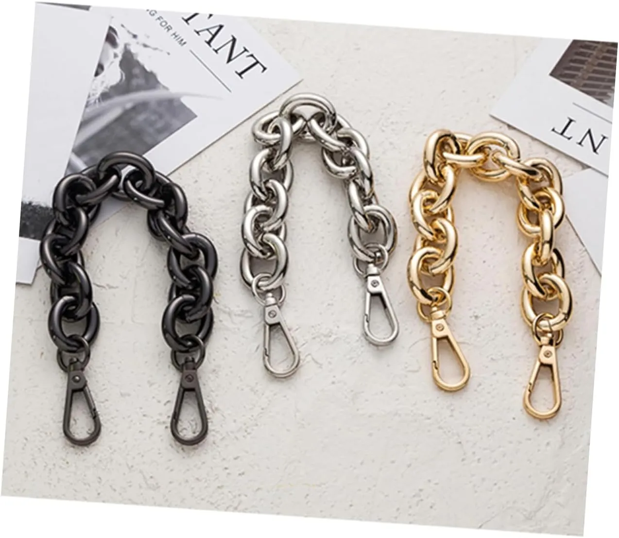 LALAFINA 30cm Iron Chain Bag Strap Handles Gold Chain Luggage Belt Accessories DIY Bag Handles
