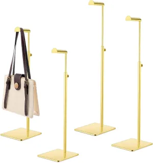 Landhoow 4 Pcs Stainless Steel Purse Display Stand Handbag Display Stand Rack Adjustable Height Holder Stand Set for Boutique Store Home Store Counter Shelf Floor Props Decors