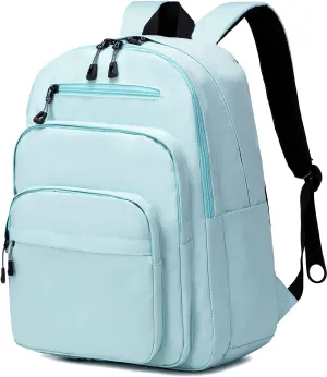 Lanola Basic Multi-Pocket Multipurpose Backpack Classical Water Resistant Student Bookbag For School Business Travel or Casual Daypack Backpacks For Men Women - Blue