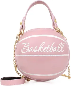 Lanpet Women Crossbody Bags Basketball Shaped PU Handbags Adjustable Strap Shoulder Messenger Bag