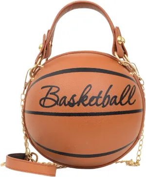 Lanpet Women Crossbody Bags Basketball Shaped PU Handbags Adjustable Strap Shoulder Messenger Bag