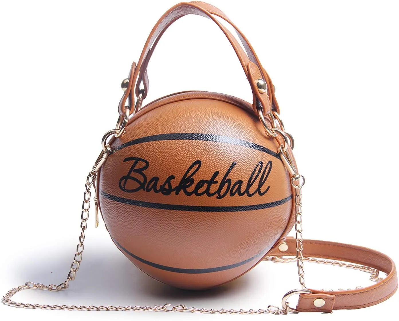 Lanpet Women Crossbody Bags Basketball Shaped PU Handbags Adjustable Strap Shoulder Messenger Bag