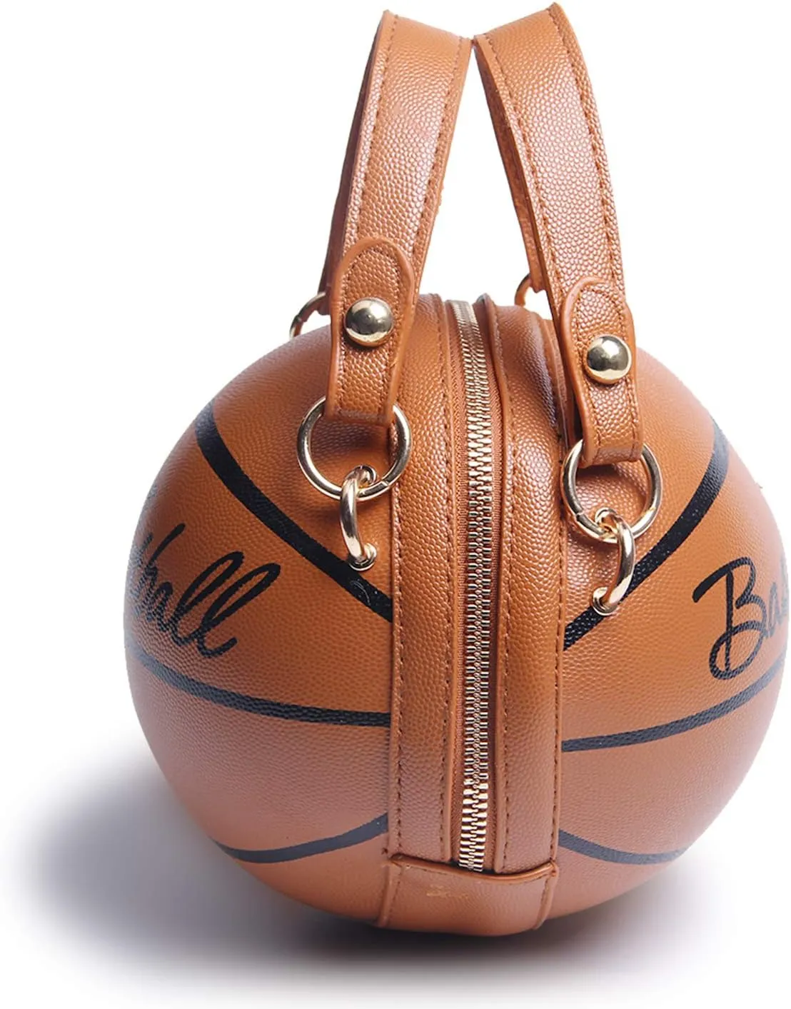 Lanpet Women Crossbody Bags Basketball Shaped PU Handbags Adjustable Strap Shoulder Messenger Bag
