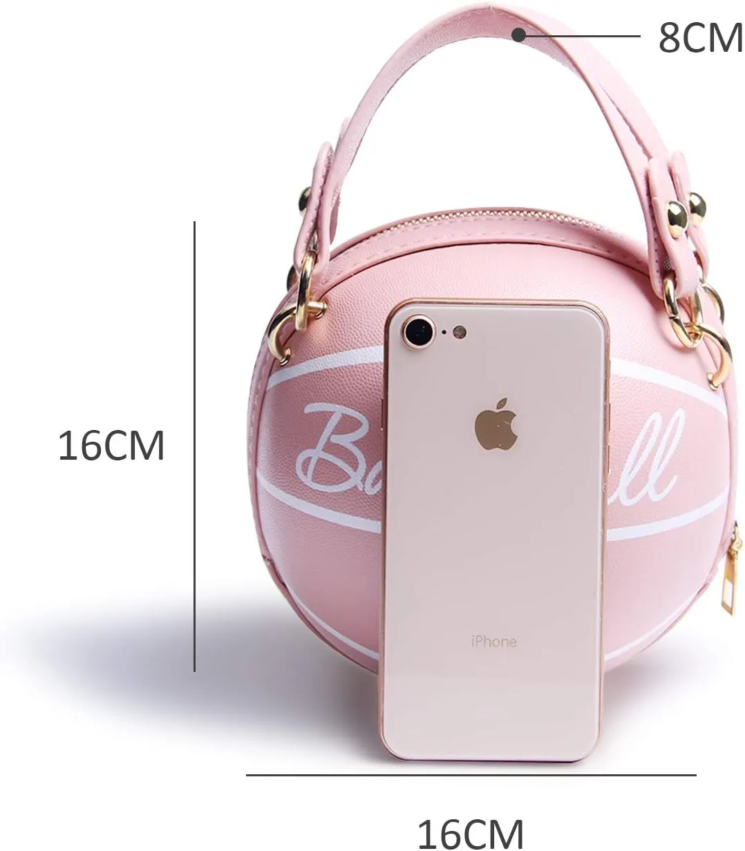 Lanpet Women Crossbody Bags Basketball Shaped PU Handbags Adjustable Strap Shoulder Messenger Bag