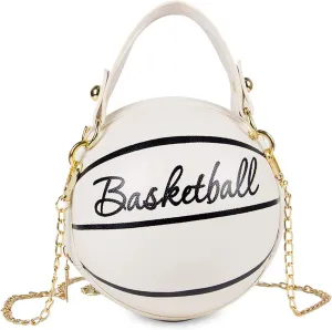 Lanpet Women Crossbody Bags Basketball Shaped PU Handbags Adjustable Strap Shoulder Messenger Bag