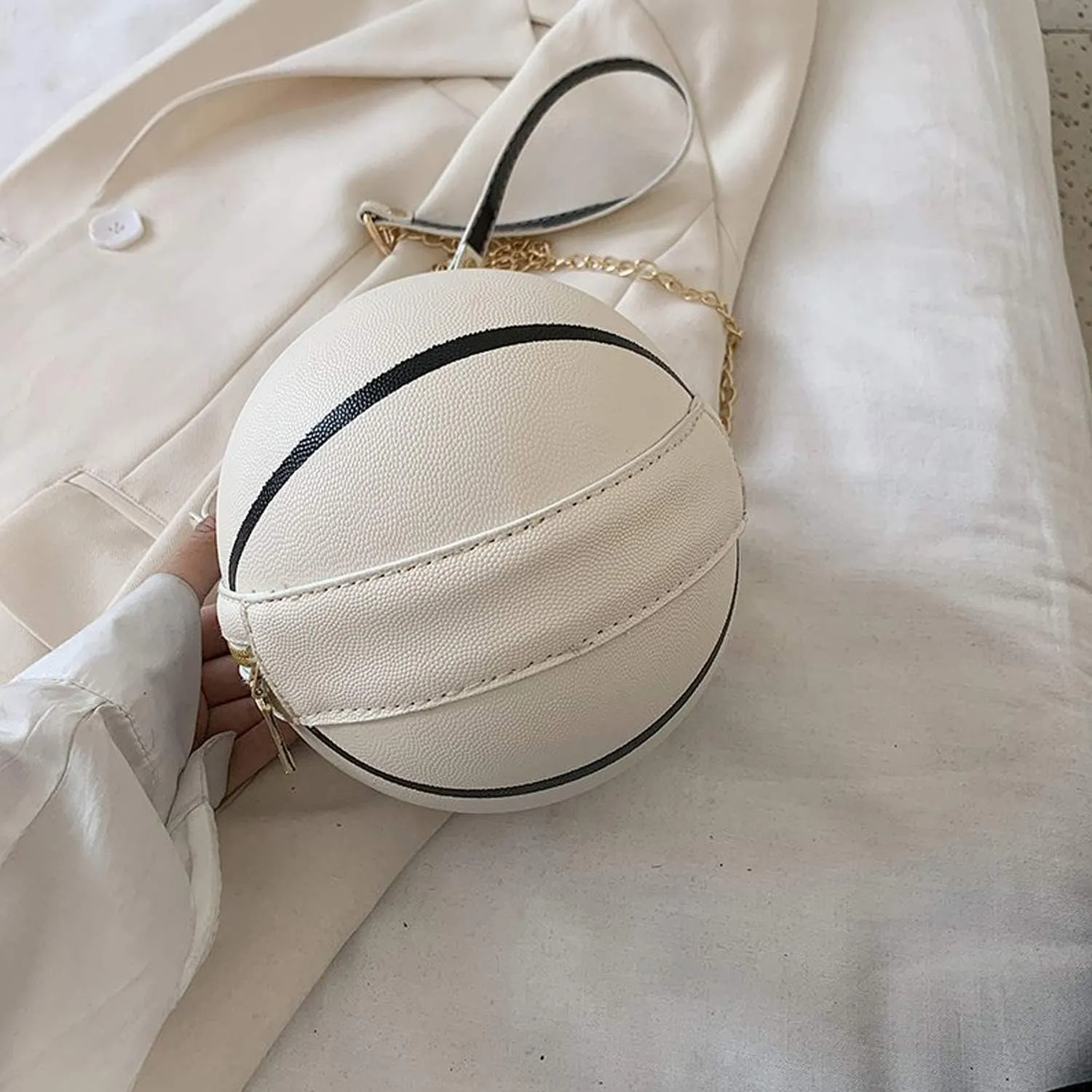 Lanpet Women Crossbody Bags Basketball Shaped PU Handbags Adjustable Strap Shoulder Messenger Bag