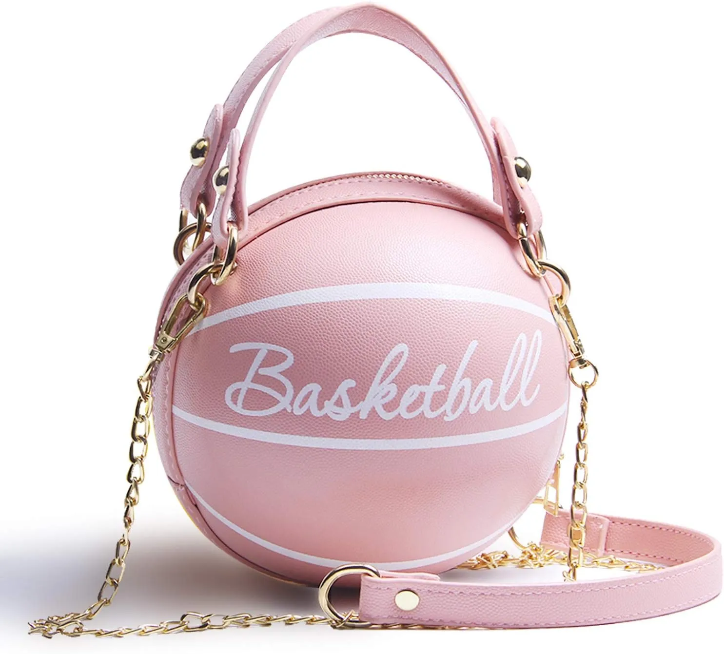 Lanpet Women Crossbody Bags Basketball Shaped PU Handbags Adjustable Strap Shoulder Messenger Bag