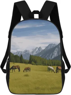 Laptop Backpack for Men Lightweight Casual Computer Bag Travel Backpack Pasture Grazing Horses Laptop Bag