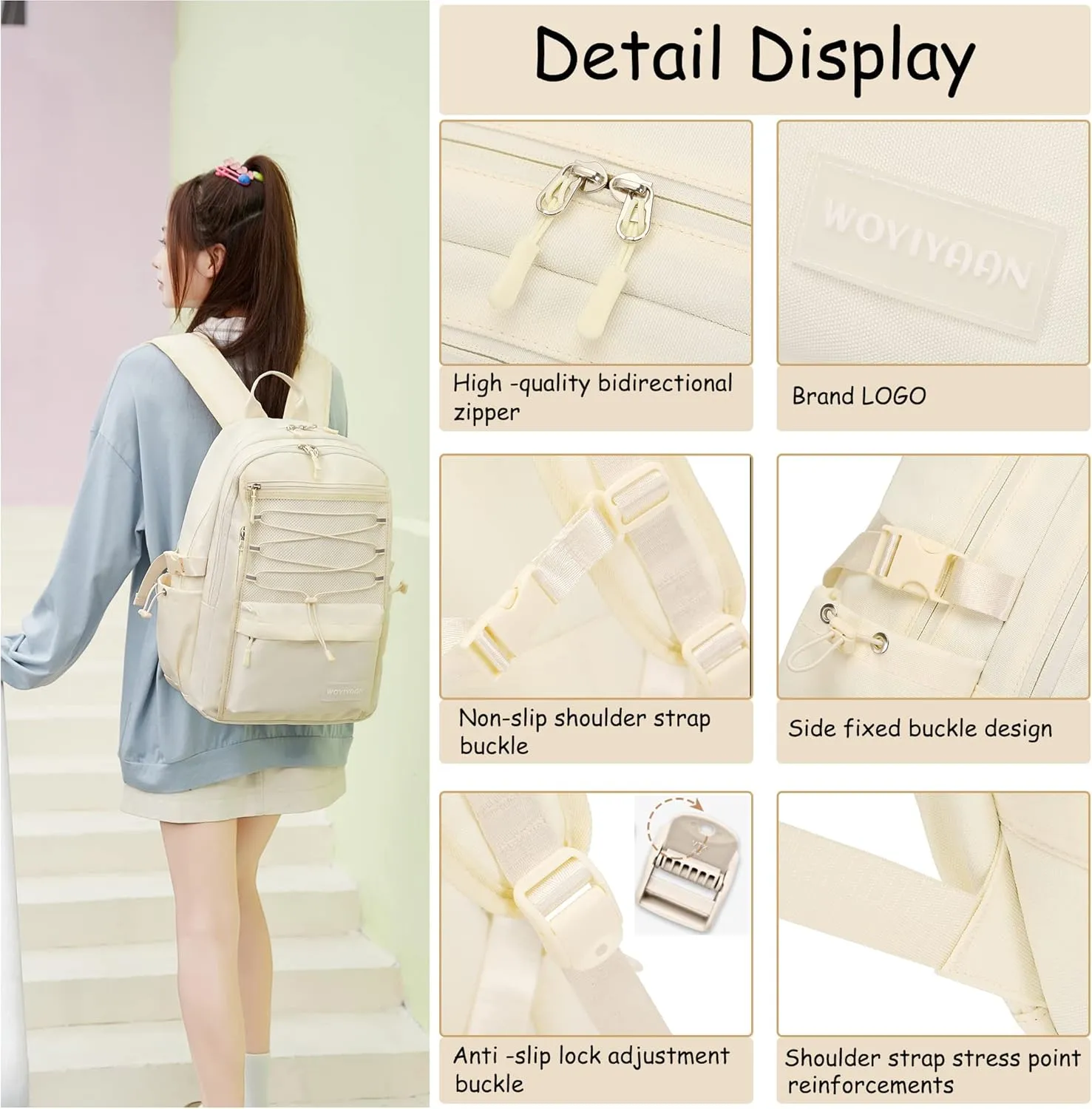 Laptop Backpack for Women Girls 15.6 Inch Mesh School Bag, Unisex Student Bookbag Waterproof Backpack for College Work Travel,Blue