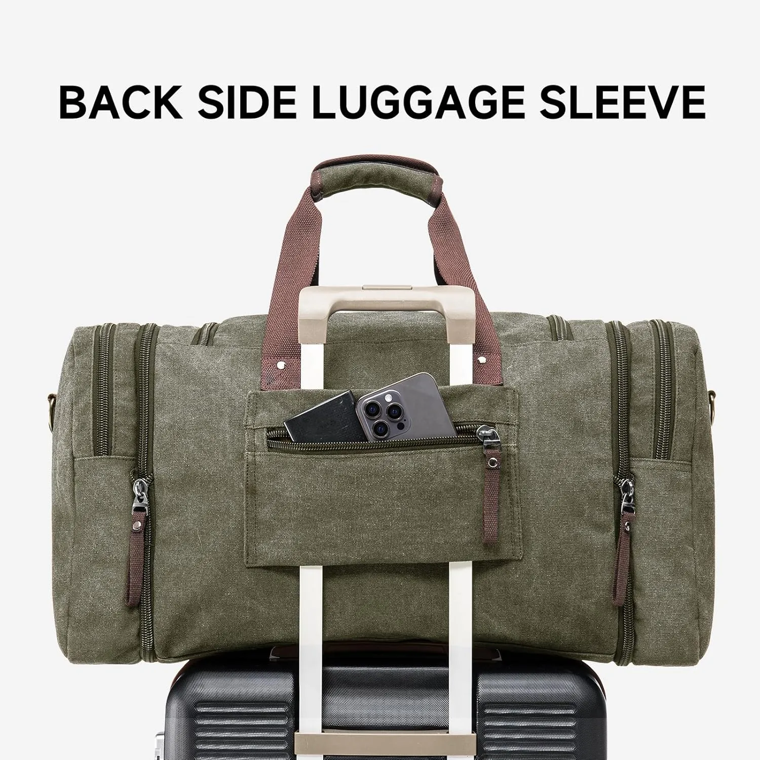 Large Canvas Travel Duffle Bag - Expandable to 67L, Durable Weekender for Men & Women - Ideal for Airplanes Travel, Gym, and Business(Olive)