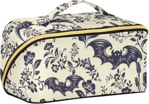 Large Capacity Cosmetic Bag Travel Makeup Bags Goth Bats Wide Open Portable Toiletry Bag Make up Organizer Pouch with Handle
