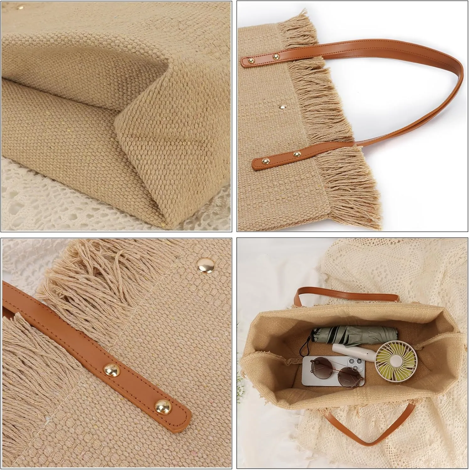 Large Capacity Crochet Knitted Summer Tote, Woven Beach Shoulder Bag, Bohemian Hollow Purses for Shopping Vacation