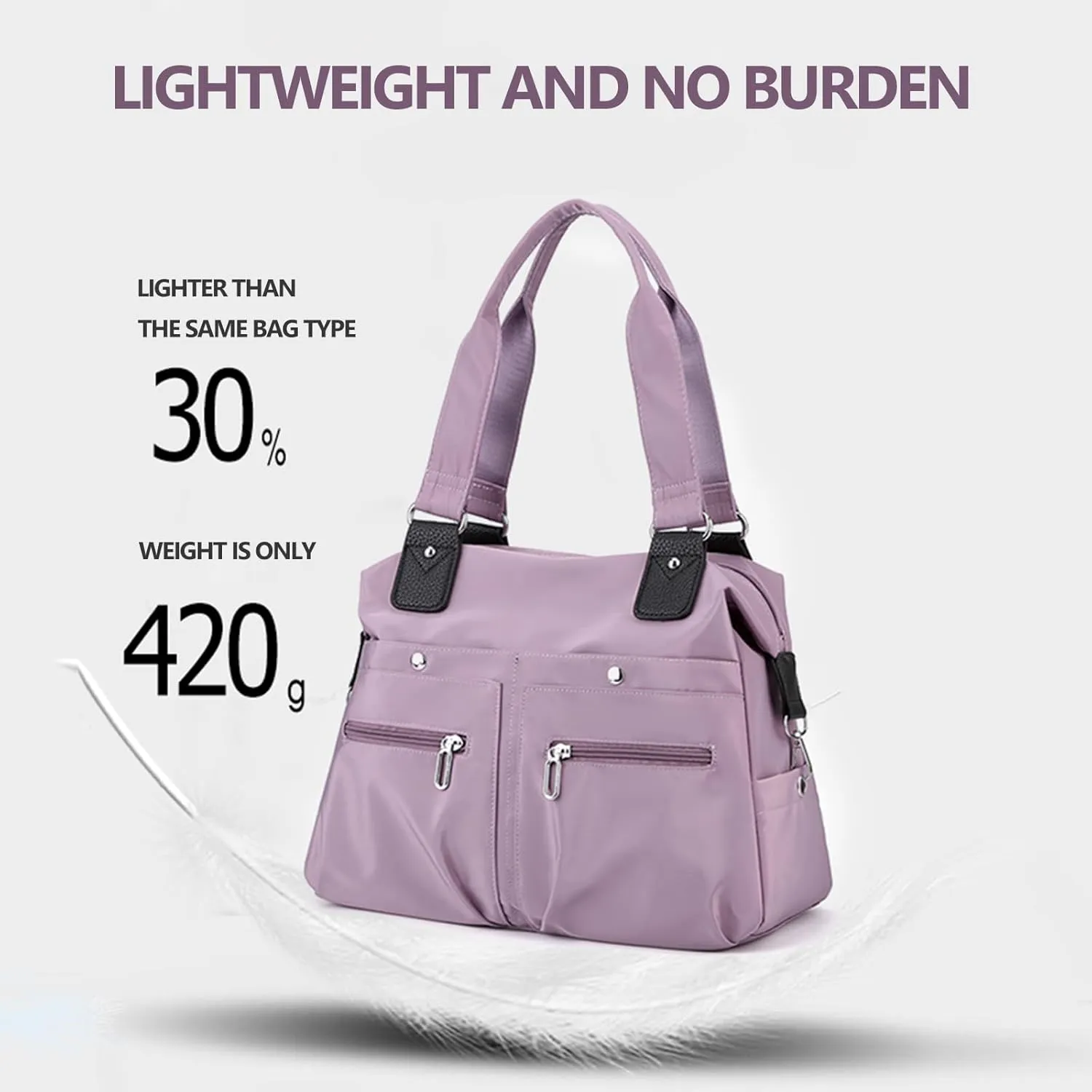Large Capacity Lightweight Waterproof Multi-Pocket Nylon Shoulder Bag with Zipper, Crossbody Travel Messenger Bag