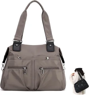 Large Capacity Lightweight Waterproof Multi-Pocket Nylon Shoulder Bag with Zipper, Crossbody Travel Messenger Bag