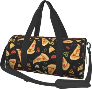 Large Duffle Bag for Travel - Cute Pizza Cheese Pepper Gym Bag for Women Men, Foldable Travel Bags for Women Men with Zippered Multiple Pockets