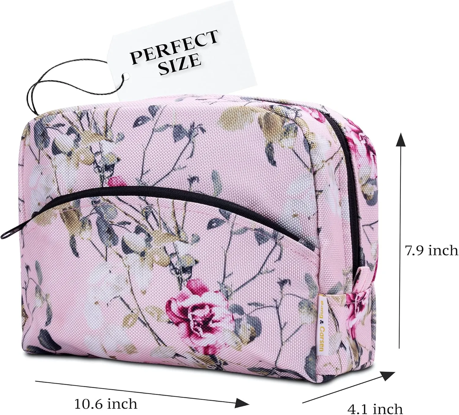 Large Makeup Bag For Women - Zippered Travel Cosmetic Bag - Versatile Leakproof Makeup Pouch (spring roses)