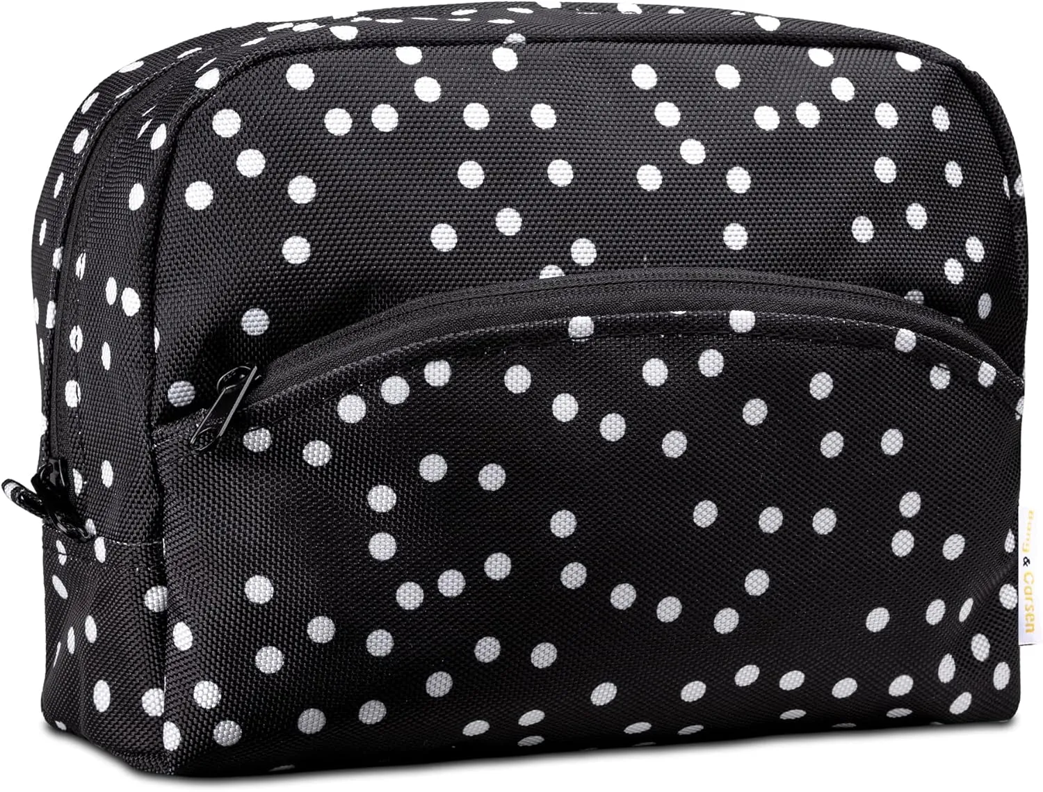 Large Makeup Bag - Waterproof Travel Cosmetic Bag - Zippered Travel Pouch (black polka dot 2)