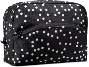 Large Makeup Bag - Waterproof Travel Cosmetic Bag - Zippered Travel Pouch (black polka dot 2)