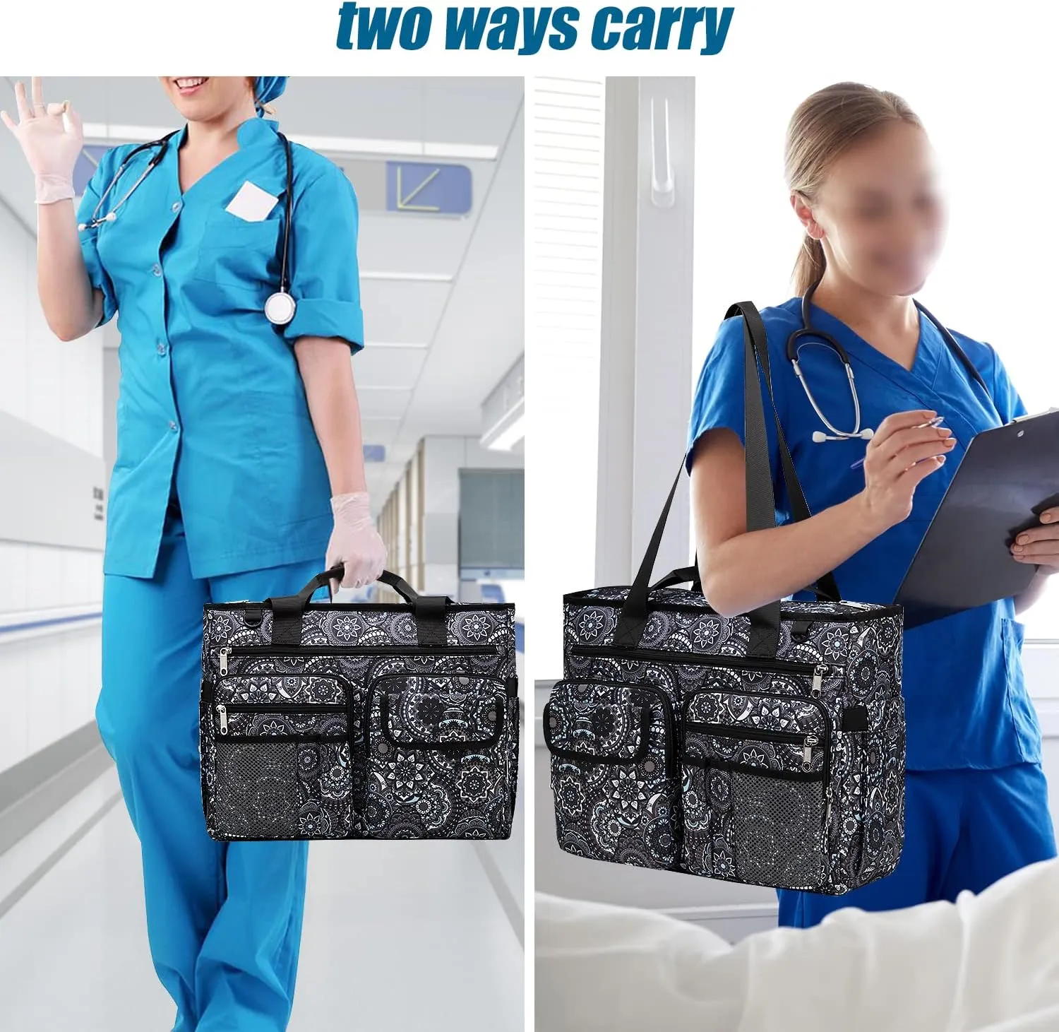 Large New Nurse Bag for Work with Multiple Pocket Tote Bag for Nursing Graduation Gift for New Clinical Medical Equitment Bag with Organizing Pouches CNA Assistant Bolsos De Enfermeria
