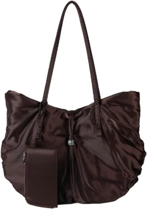 Large Tote Bag Nylon Shoulder Bags for Women Lightweight Foldable Work Purse Top Handle Handbags with Extra Purse