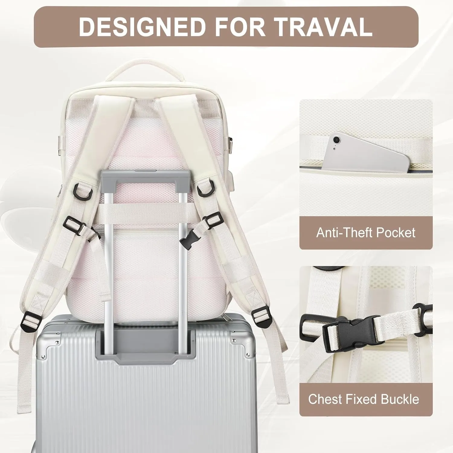 Large Travel Backpack for Women Men, Waterproof Carry on Backpack for Flight Approved, Mochila de Viaje Personal Item Luggage Backpacks with Shoce Compartment, Bulto de Viaje Tiktok Backpacks