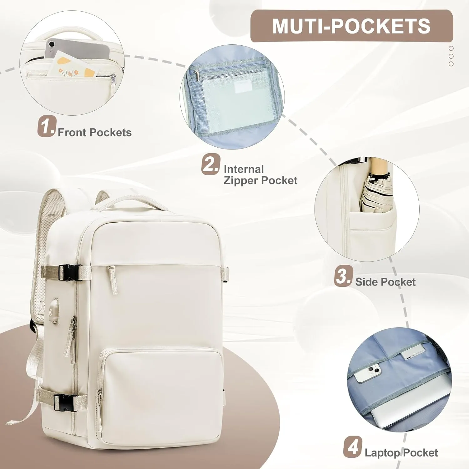 Large Travel Backpack for Women Men, Waterproof Carry on Backpack for Flight Approved, Mochila de Viaje Personal Item Luggage Backpacks with Shoce Compartment, Bulto de Viaje Tiktok Backpacks