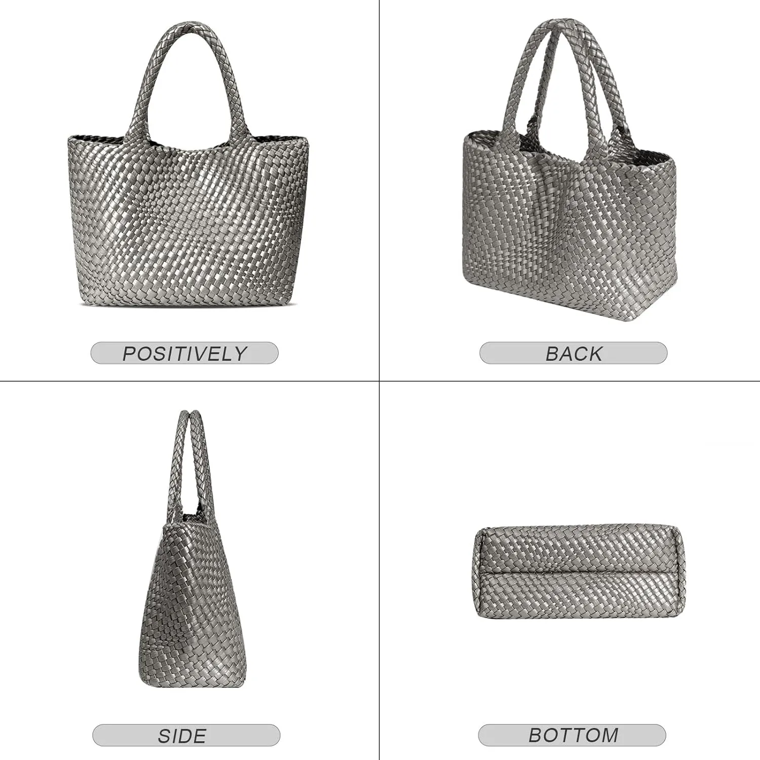 Large Woven Tote Bag for Women Vegan Leather Braided Handbag, and Purses, Top Handle Shoulder Bags