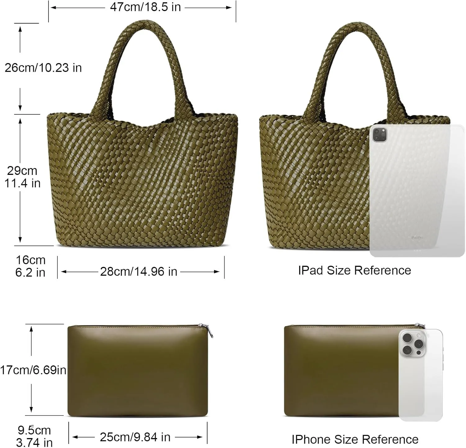 Large Woven Tote Bag for Women Vegan Leather Braided Handbag, and Purses, Top Handle Shoulder Bags