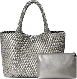 Large Woven Tote Bag for Women Vegan Leather Braided Handbag, and Purses, Top Handle Shoulder Bags