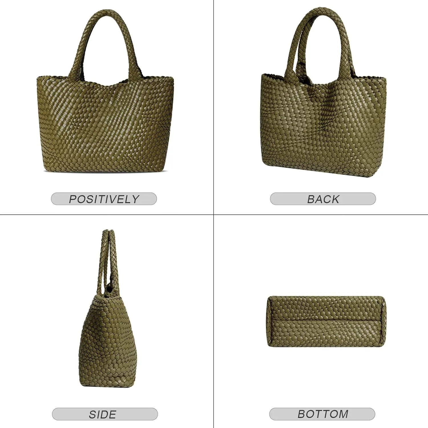 Large Woven Tote Bag for Women Vegan Leather Braided Handbag, and Purses, Top Handle Shoulder Bags